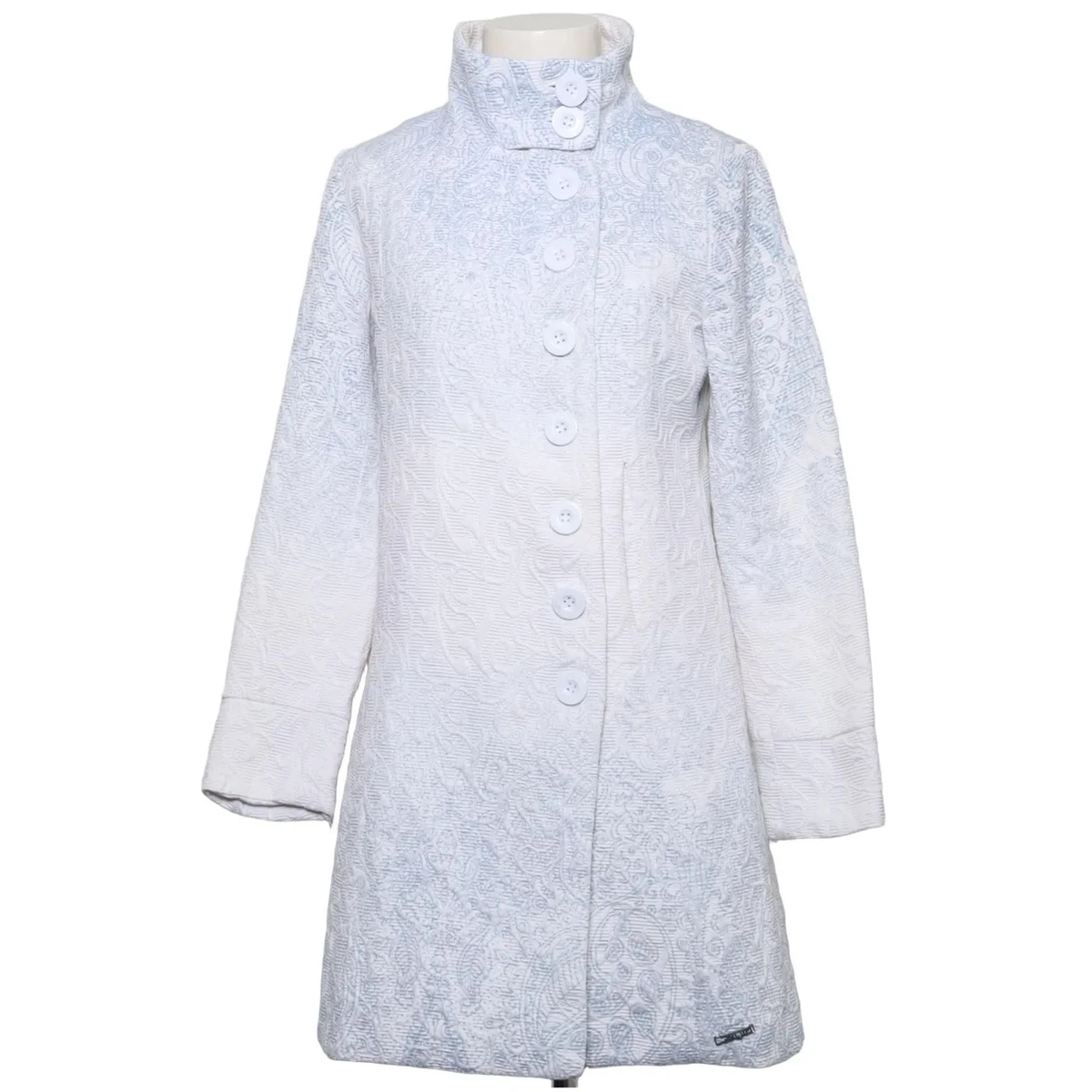 Desigual, Mantel, Damen, Größe: 40, Weiß/Blau, Baumwolle/Polyester/Viskose #Rpx