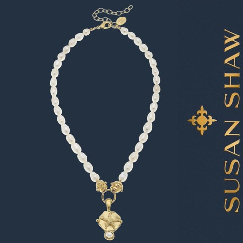 Susan Shaw Halskette Gold Seestern Süßwasserperlen Anhänger Schmuck 24Kt TPG - Bild 5 von 10