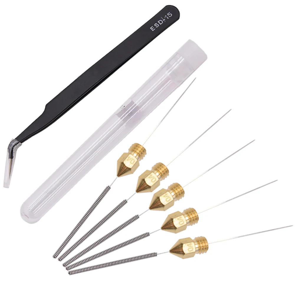 V6 Reinigungs Set 0.4mm | Nadeln+Pinzette+Düse/Nozzle 3D-Drucker E3D Hot Ends V5 - Bild 4