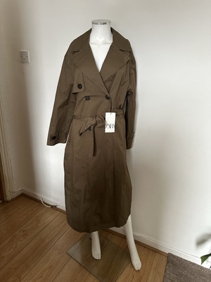 ZARA DOUBLE-BREASTED TRENCH COAT WITH BELT Taupe