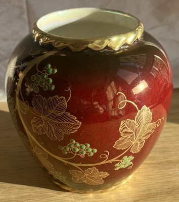 Vintage Carlton Ware Rouge Royale Mikado Lustre Vase 5'' Muster 1640