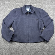 Vintage Pendleton Knockabout Jacket Womens 14 Blue Cropped Virgin Wool Made USA