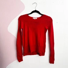 Kenar Red 100% Merino Wool Sweater Classic Minimalist Winter Luxe Small