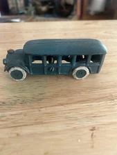 ANTIQUE A.C. WILLIAMS CAST IRON FIVE WINDOW TOUR BUS WITH METAL WHEELS - 5" LONG
