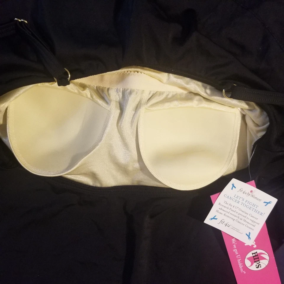 Traje de baño Fit 4 U Mameluco de una pieza para mujer 8 negro con volantes en capas elástico playa nuevo con etiquetas Foto 3 de 4