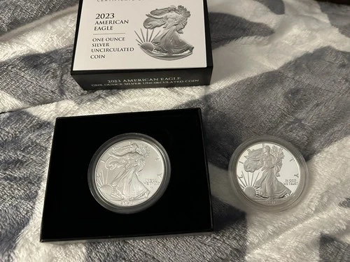Lot Of 2 1oz American Eagles 2023 In Mint Box & 2011 W Mint Mark 1oz .999 Proof