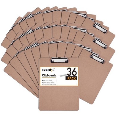 Clipboards Bulk, EZZGOL 36 Pack Letter Size Wood Clipboards, Low Brown 