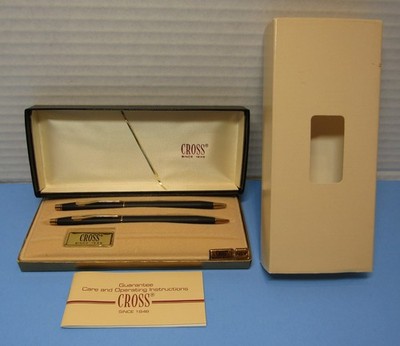 Vintage *Cross* Classic Black 2501 Pen & Pencil Set w/ Original Box - Blue Ink