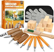 Wood Carving Kit, 23pcs Wood Carving Tools with 4 Wood Carving Knives 5 Detail K