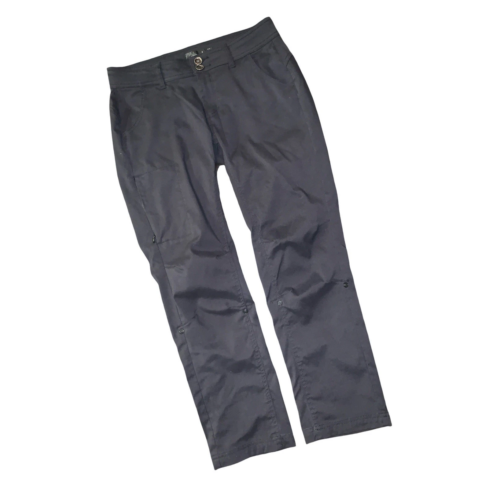 prAna Pants Women 8 Halle Hiking Black Nylon Stretch Pockets Outdoor Backpacking