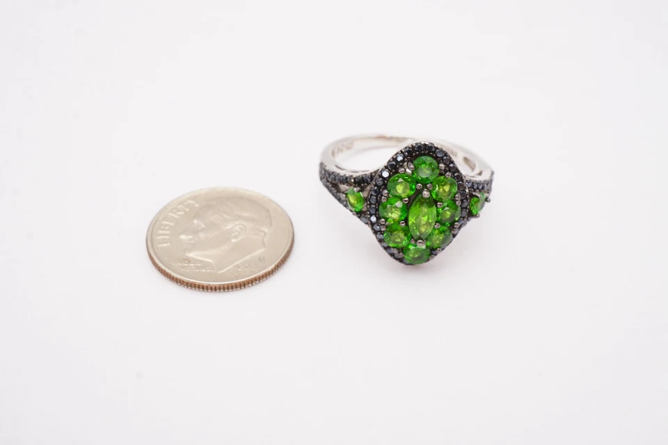 Anillo de plata de ley 925 verde negro espinela talla 8 Foto 2 de 4