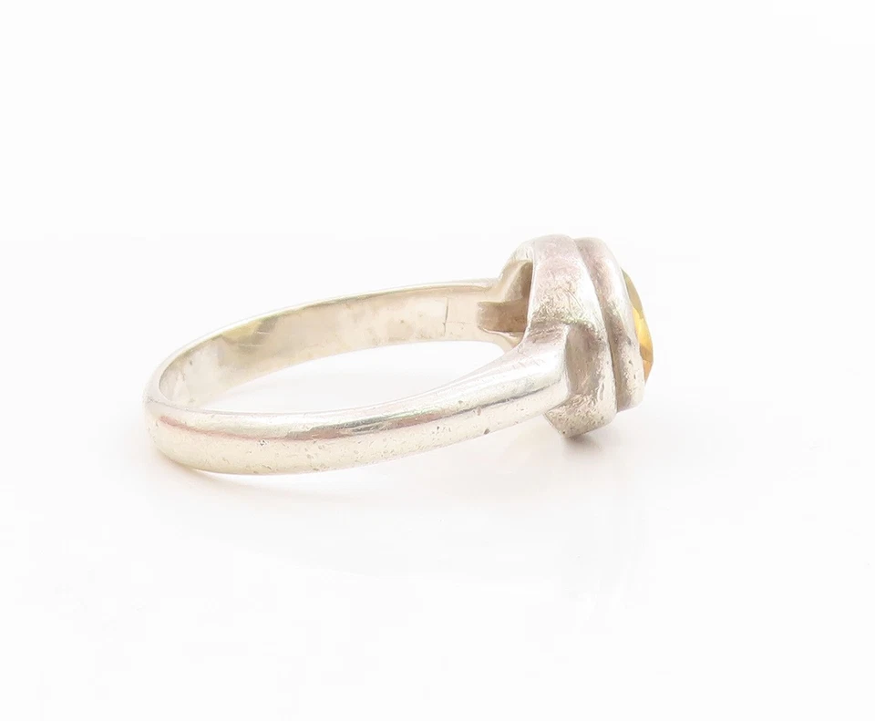 Anillo solitario citrino facetado anillo vintage de plata de ley 925 talla 9 RG33939 Foto 4 de 4
