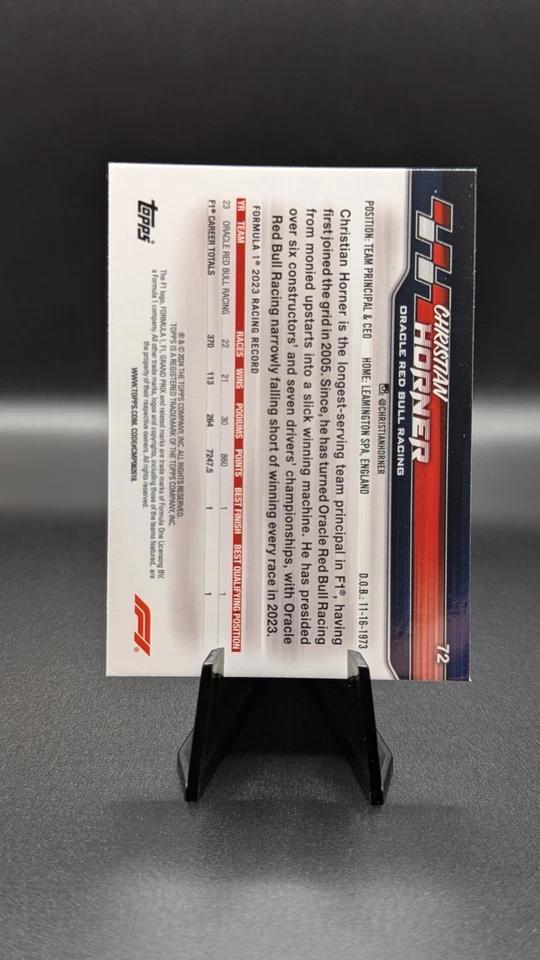 Christian Horner 2024 Topps Paddock Pass Formula 1 F1 Red Foil #72 + Chrome Base - Image 4 of 4