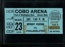 1974 BASKETBALL TICKET DETROIT PISTONS 76ERS DAVE BING 27 PTS BOB LANIER 21 PTS