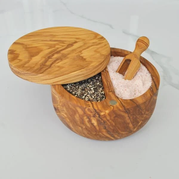 Naturally Med Olive Wood Salt Keeper