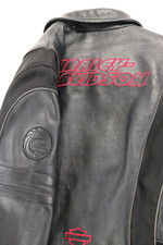 harley davidson jacket XL black leather pockets reflective stretch bar Threshold