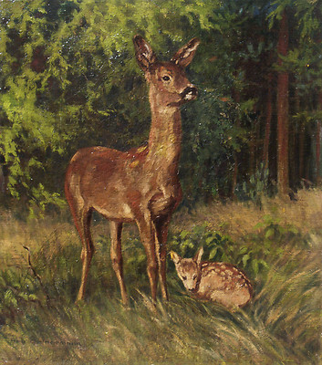  Reh mit Kitz 1956.Sign.: Hans Chr. Herrmann ?