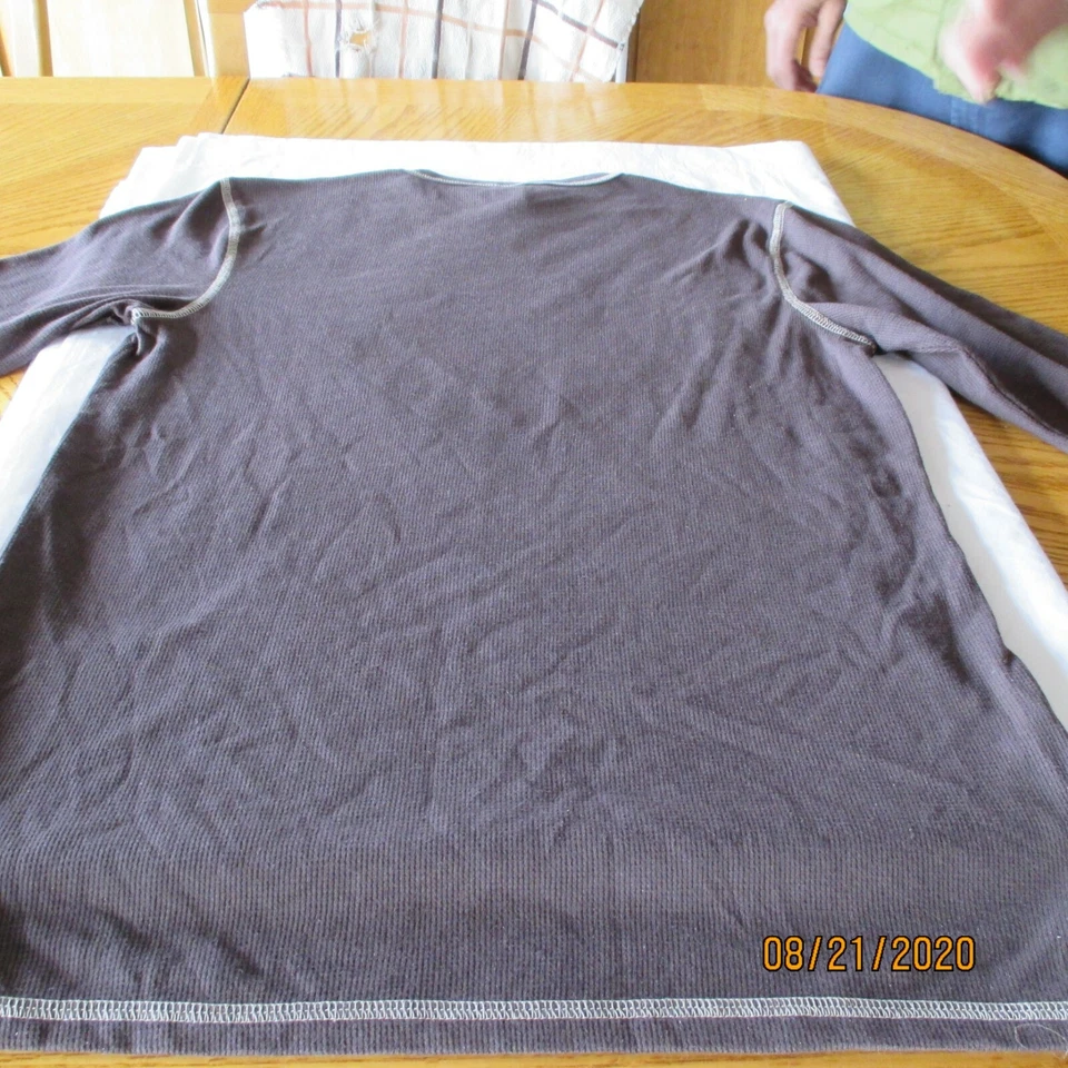 NUEVO Lona Unisex Adulto MANGA LARGA Camisa CAFÉ Marrón Pullover XL Foto 4 de 4