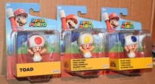 Super Mario YELLOW TOAD , BLUE TOAD & RED TOAD 2.5" Inch Jakks Figure NEW