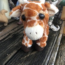 Aurora Giraffe Plush 9  Stuffed Soft Animal Big Eyes Toy Soft Fur Yellow Brown