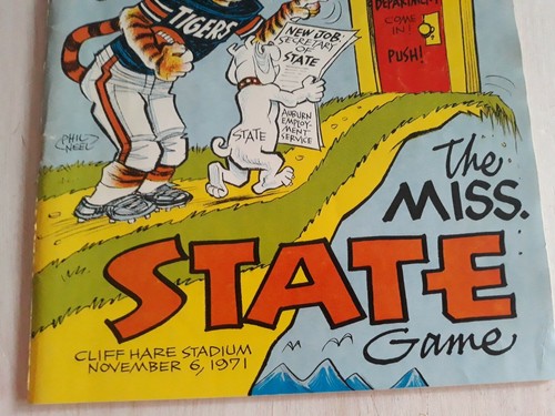 1971 Auburn vs Mississippi State Football Game Program. Phil Neel Art. - Foto 4 di 16
