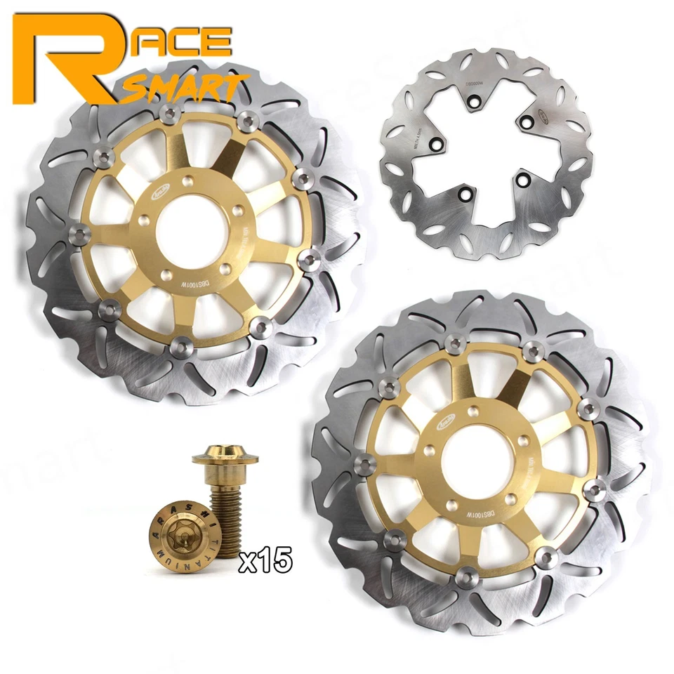 Rotores de disco de freno delanteros traseros + tornillos de montaje para Suzuki RF600R 1993-1997 Foto 2 de 4