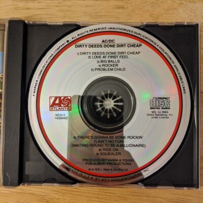 Ac/dc ‎dirty Deeds Done Dirt Cheap Atlantic A2 16033 CD 1987