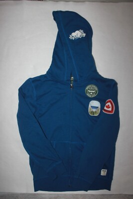 Roots Canada Roots Kids Blue Patch Zip Up Hoodie Size XL (11-12 Yrs)