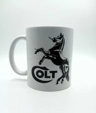 Coffee Mug, 11oz White Ceramic Colt Firearms, Pistol Coffee Mug, Collectable Mug