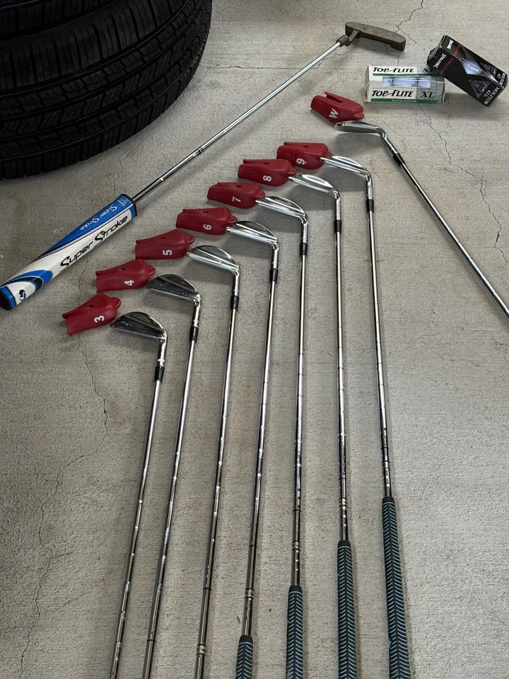 Bolsa de golf Honma/Juego de hierro Hogan de 8 piezas/1 alfarero con superstroke Fatso5.0/6 bolas TE Foto 3 de 4