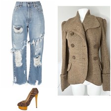 Jlo Brown Wool Jacket Small