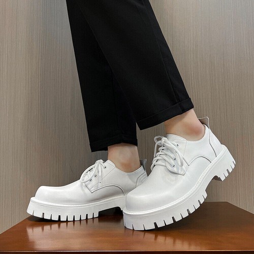 Zapatos de plataforma para hombres punta redonda con cordones zapatos de vestir formales ropa de negocios zapatos informales - Imagen 7 de 14