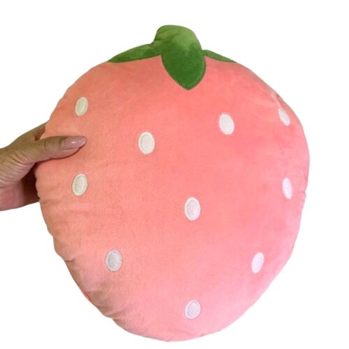 Strawberry Plush Kawaii Happy Pink Pillow Couch Cushion Fluffy Pink New