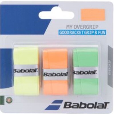 Babolat My Overgrip 3 Pack Yellow Orange Green Grips for Tennis Badminton