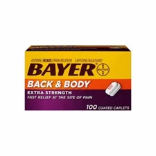 Bayer Back & Body Pain Reliever Coated Caplets 500 mg 100 Count EXP 04/2025