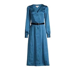 MICHAEL Michael Kors Satin Belted Midi Dress Size Small