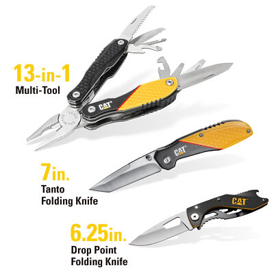 Cat 3 Piece 13-in-1 Multi-Tool and Pocket Knives Gift Box Set