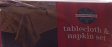 Christmas Holiday Thanksgiving Formal Oval Rectangular Lg Tablecloth Gold NEW