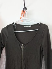 Size Small Army Green Zip Bodycon Ribbed Dress Stretchy New Spring Or W Tights