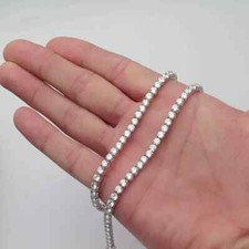 3MM 20Ct Round Cut Lab-Created Diamond Tennis Necklace 14K White Gold Plated 18"