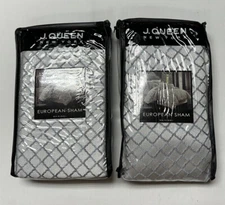 J. Queen Euro Pillow Sham Case Eleanora Silver 26” X 26” Set Of 2 New