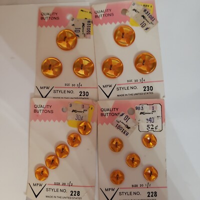 Lot of Vintage Buttons 1/2 Inch & 3/4 Inch Peach 2 & 4 Hole MPW Made In USA