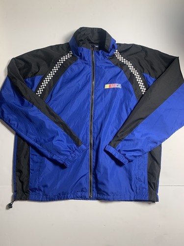 Mens XL Blue Nascar Windbreaker Jacket 