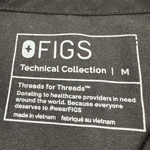 Figs Scrubs Shirt Medium M Black Technical Collection Top Dinosaur Womens - Picture 4 of 13