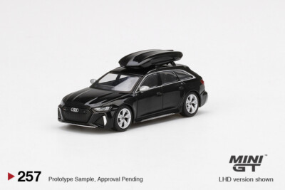 MINI GT Audi RS 6 Avant カーボンブラックエディション Mini GT Audi RS6 Avant Black Metallic w/ Roof Box TSM Model