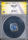 1960 10c Silver Roosevelt Dime PF 67 White Coin ANACS # 7695761 + Bonus