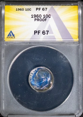 1960 10c Silver Roosevelt Dime PF 67 White Coin ANACS # 7695761 + Bonus