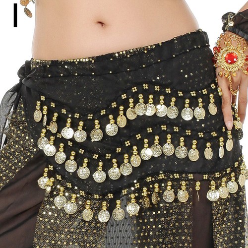 Belly Dance Hip Scarf Luxury Coins Sequins Waist Chain Skirt Belt Costume WrapX1 - Picture 18 of 21