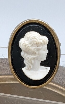 Vintage Estate Small Black White Cameo