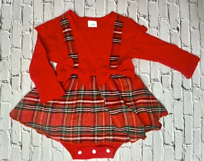 baby girl christmas plaid dress Christmas Plaid Bodysuit Bamboo Dress 3-6M